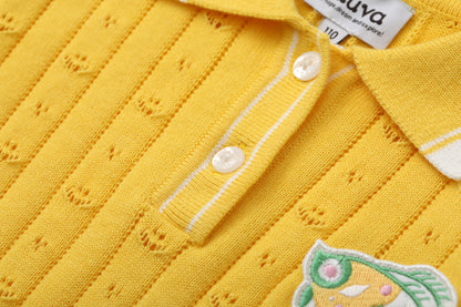 Vauva SS24 - Girls Knitted Polo Sweater (Orange) - Product 3