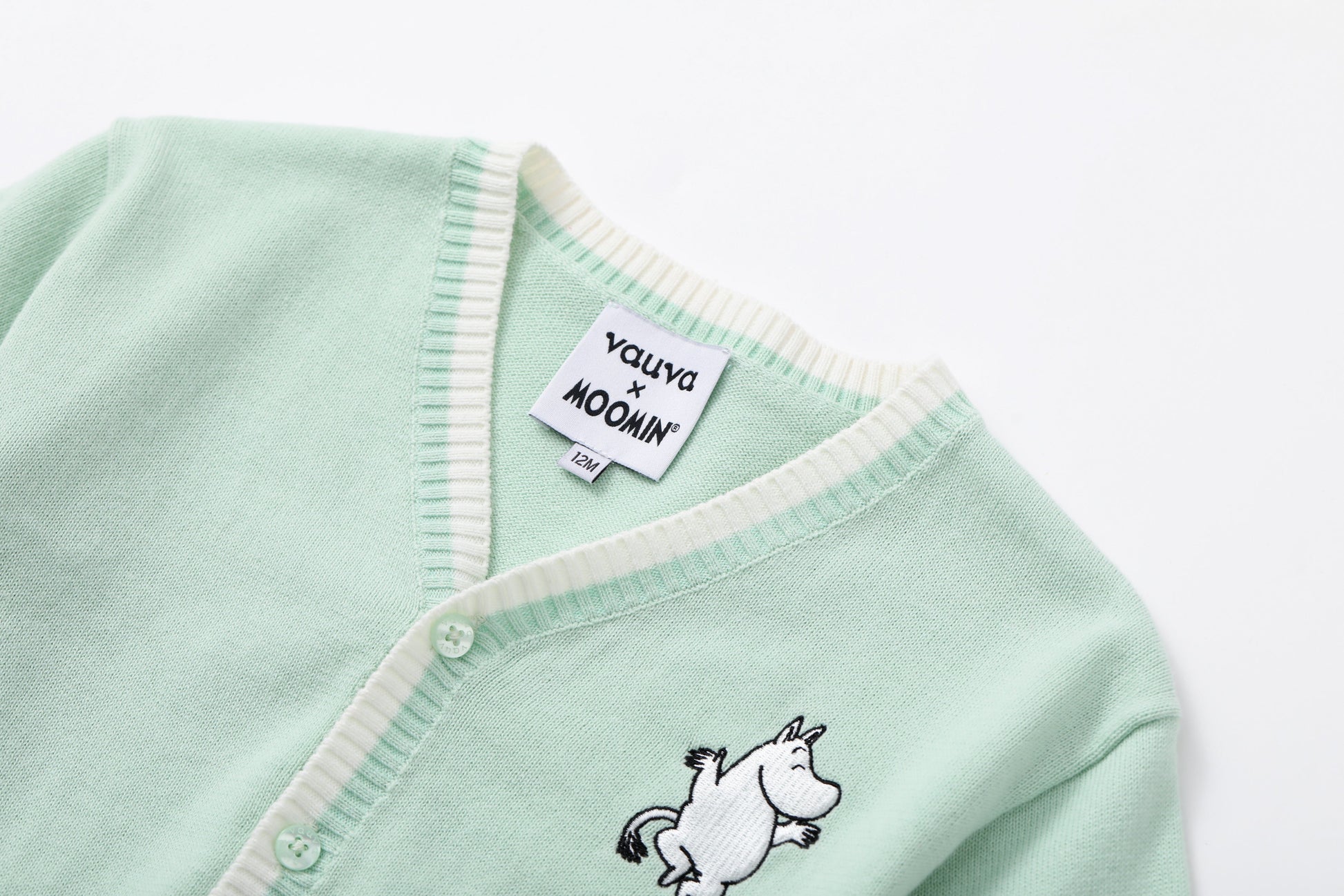 Vauva x Moomin - Baby Moomin Long Sleeve Cardigan (Pastel Green)  - Product Image 4