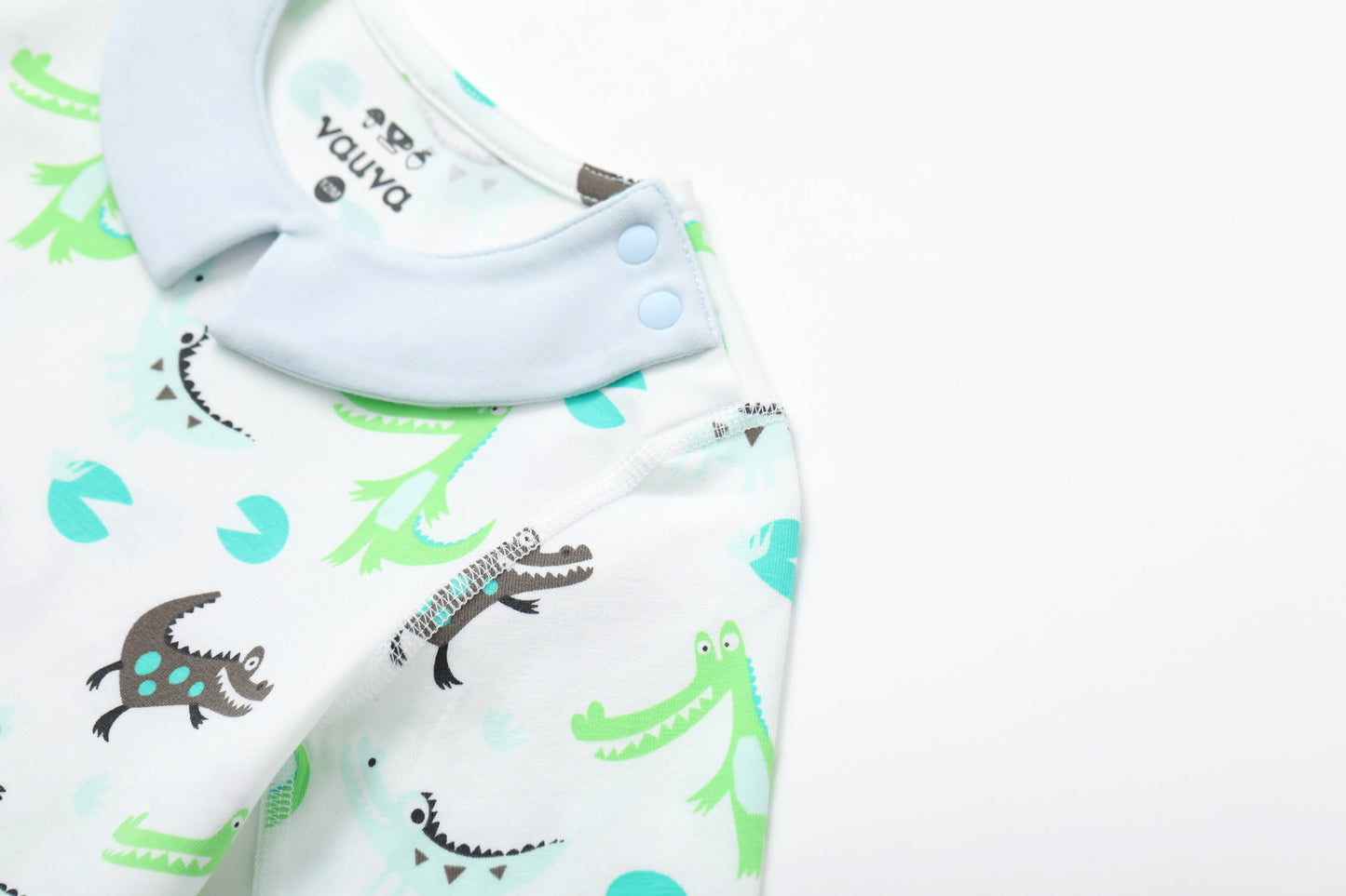 BBNS - Organic Cotton Crocodile Print Square Neck Long-Sleeved Bodysuits