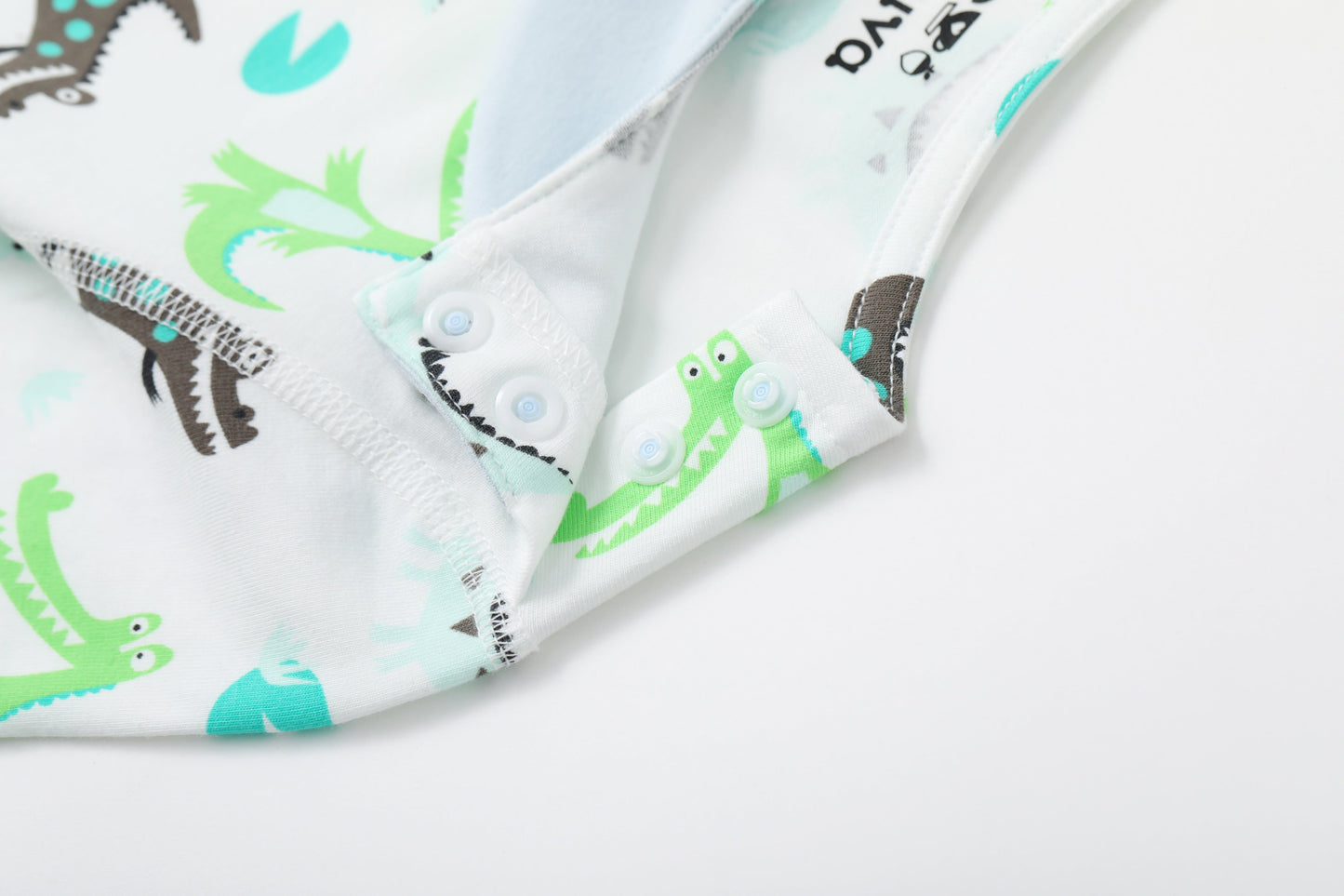 BBNS - Organic Cotton Crocodile Print Square Neck Long-Sleeved Bodysuits
