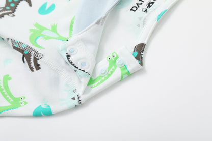 BBNS - Organic Cotton Crocodile Print Square Neck Long-Sleeved Bodysuits