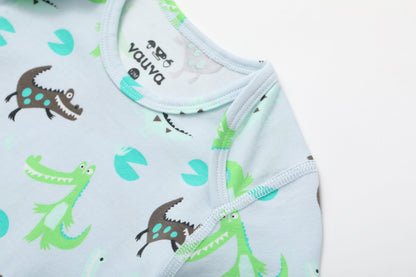 BBNS - Organic Cotton Crocodile Print Long-Sleeved Bodysuits