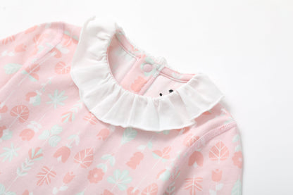 Vauva BBNS - Organic Lotus Collar Floral Cotton Bodysuits (2-pack)-product image close up