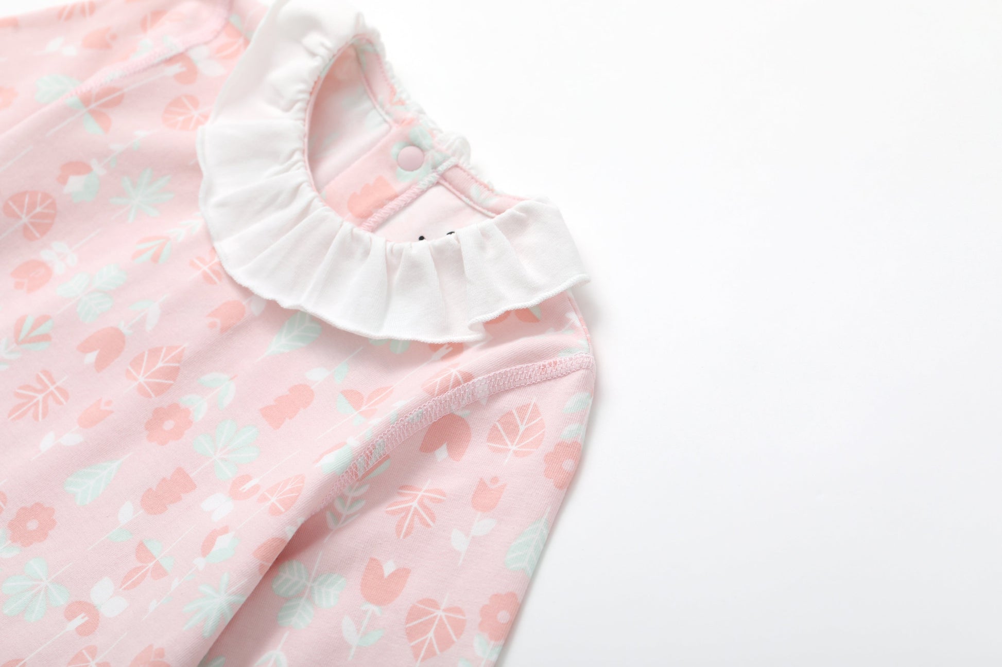 Vauva BBNS - Organic Lotus Collar Floral Cotton Bodysuits (2-pack)-product image close up