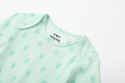 Vauva BBNS - Baby Anti-bacterial Organic Cotton Bodysuits (2-pack Green/Print)-product image close up