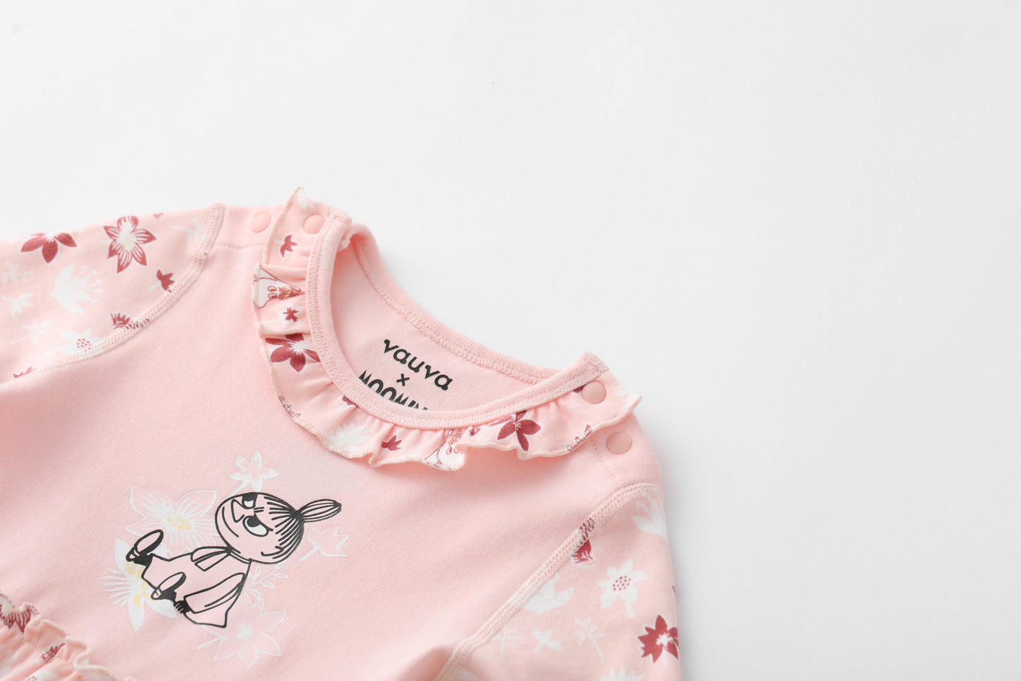 Vauva x Moomin FW23 - 女嬰姆明印花棉質長袖連身衣（粉紅色）