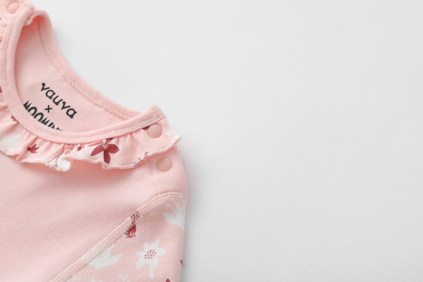Vauva x Moomin FW23 - 女嬰姆明印花棉質長袖連身衣（粉紅色）