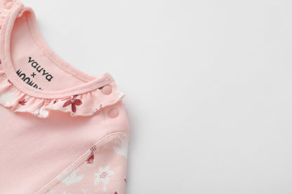 Vauva x Moomin FW23 - 女嬰姆明印花棉質長袖連身衣（粉紅色）