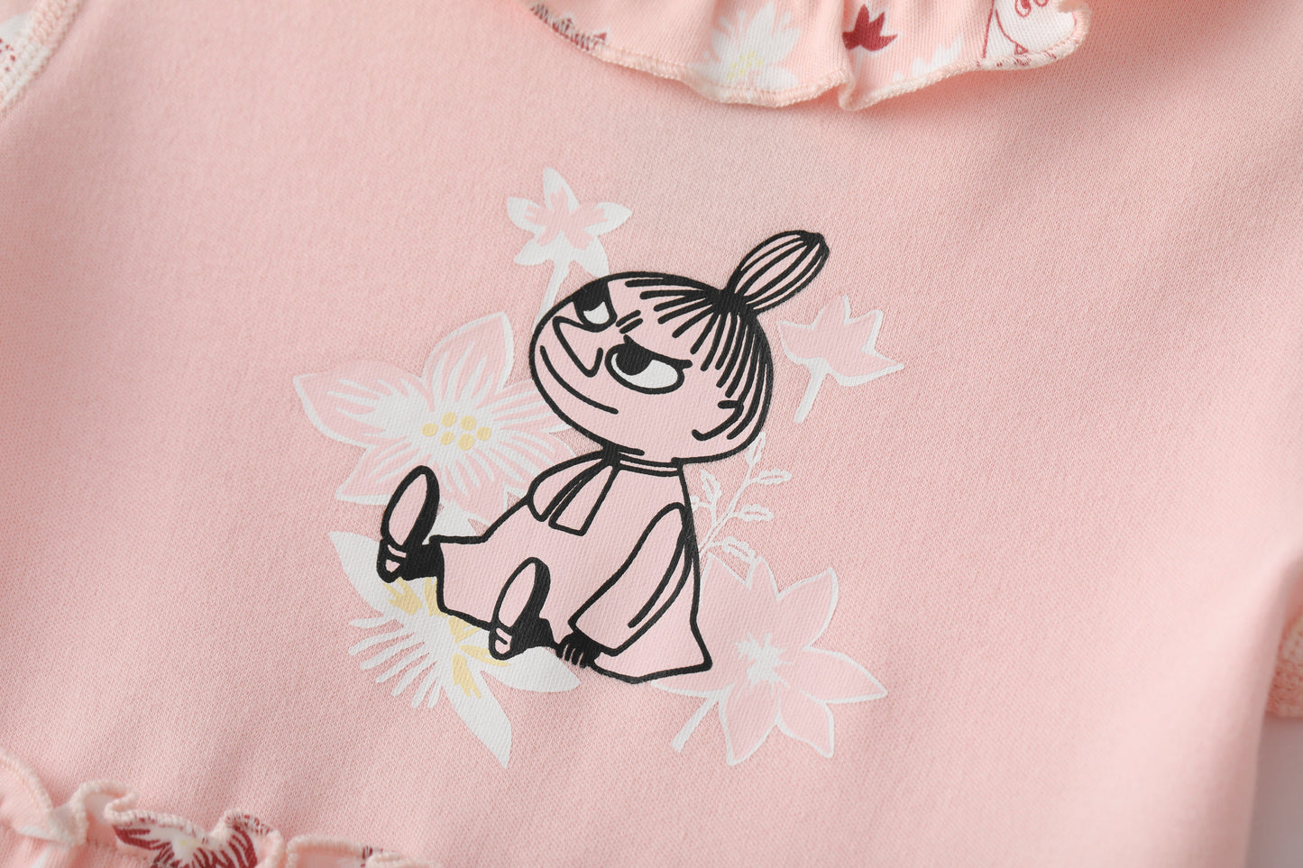 Vauva x Moomin FW23 - 女嬰姆明印花棉質長袖連身衣（粉紅色）