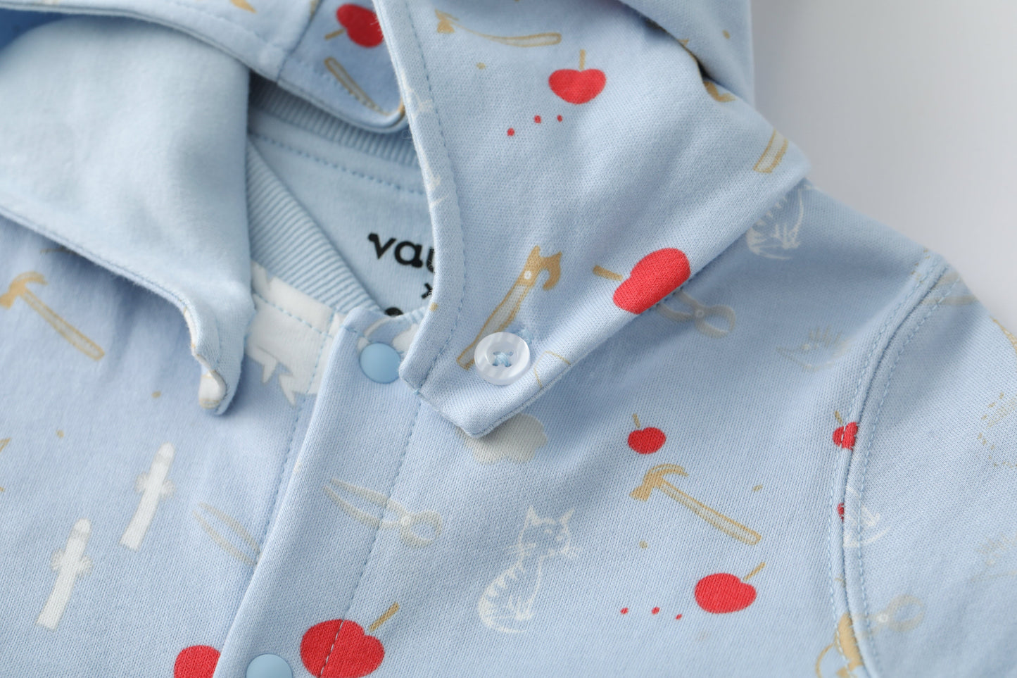 Vauva X Moomin FW23-男嬰Moomin遍布印刷棉帽長袖連身褲（藍色）