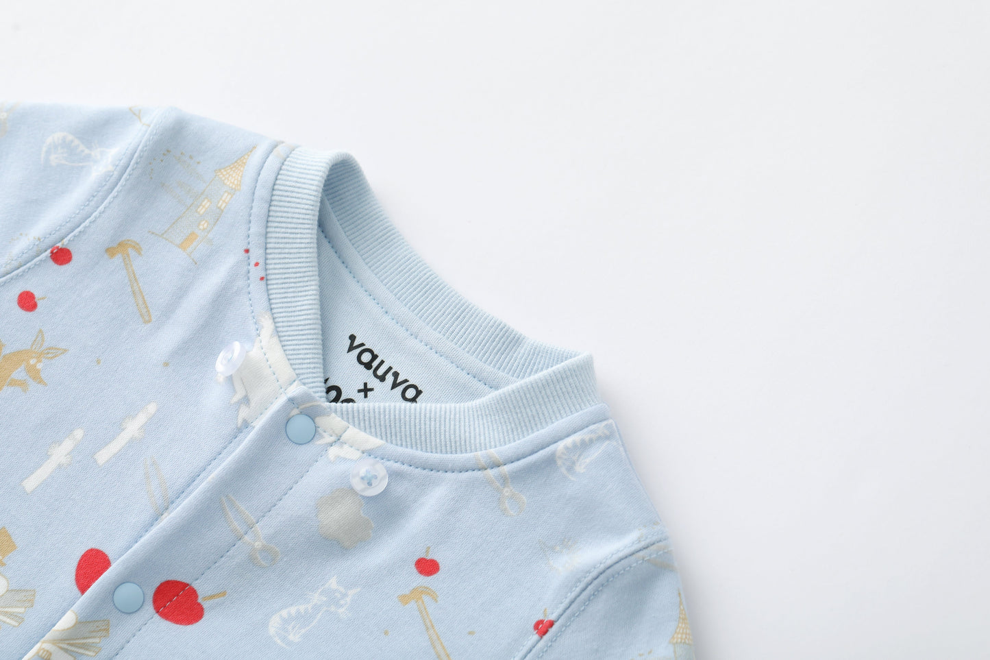Vauva X Moomin FW23-男嬰Moomin遍布印刷棉帽長袖連身褲（藍色）