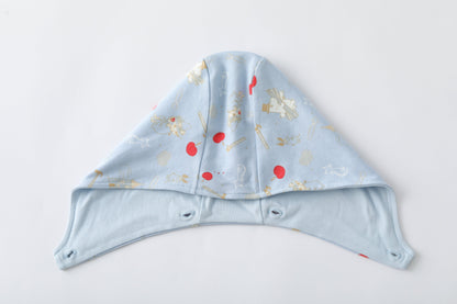 Vauva X Moomin FW23-男嬰Moomin遍布印刷棉帽長袖連身褲（藍色）