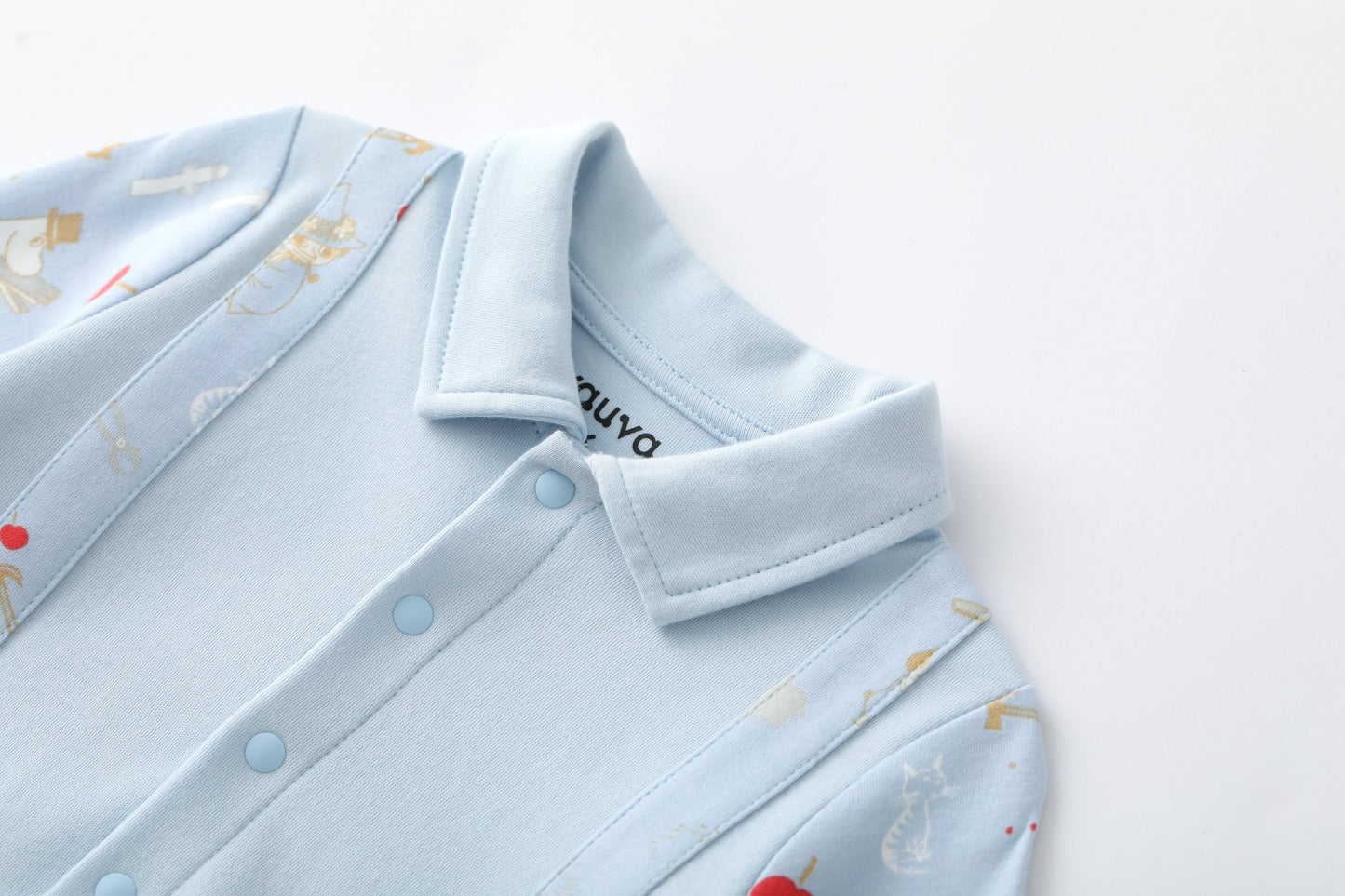 Vauva X Moomin FW23-男嬰Moomin Semi -Print棉花長袖連身褲（藍色）