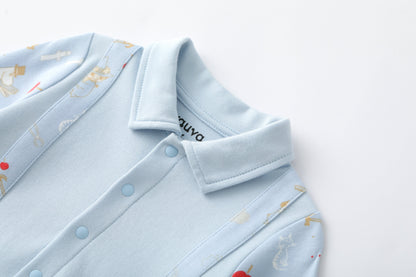 Vauva X Moomin FW23-男嬰Moomin Semi -Print棉花長袖連身褲（藍色）