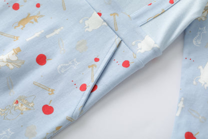 Vauva X Moomin FW23-男嬰Moomin Semi -Print棉花長袖連身褲（藍色）