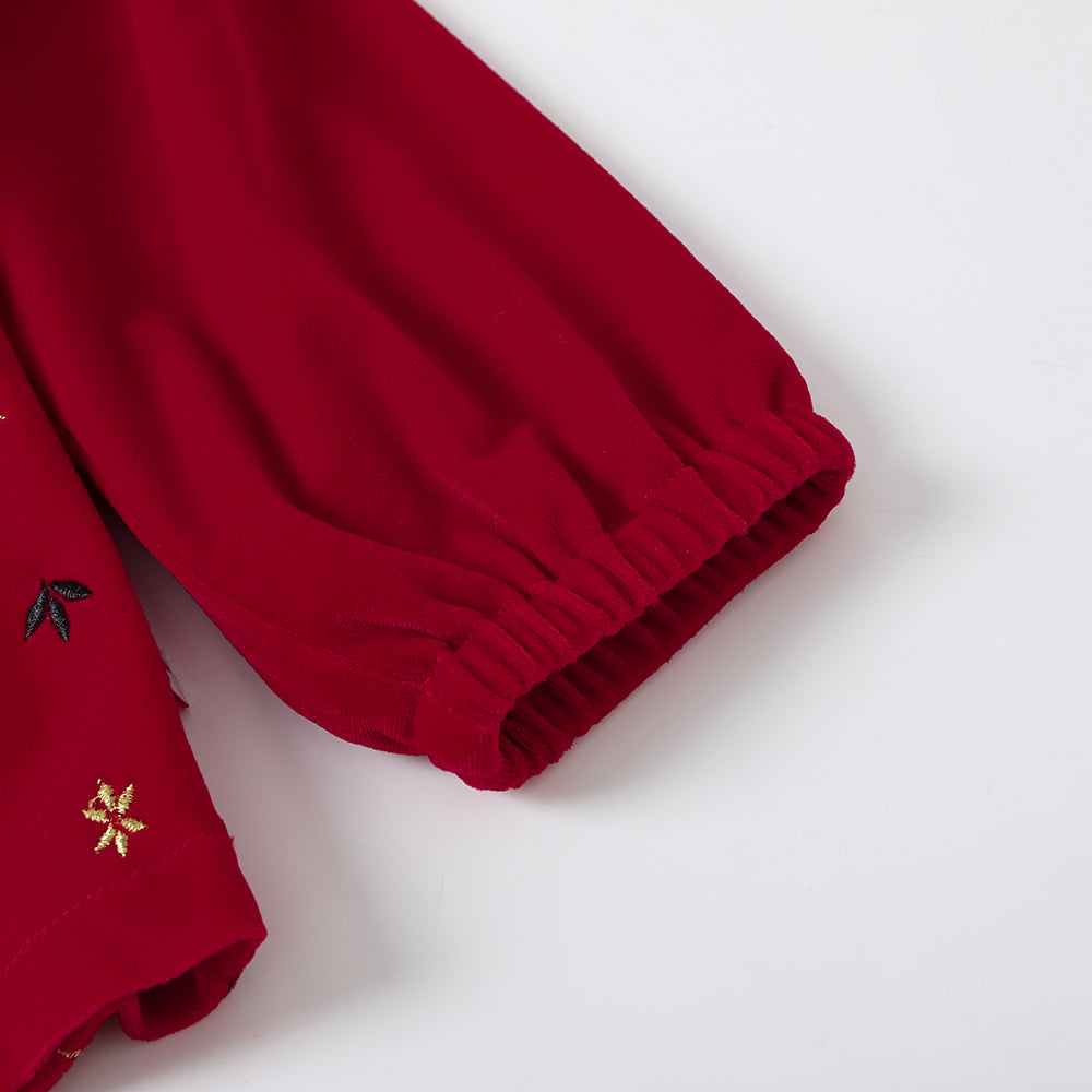 Vauva FW23-女孩荷葉邊的領燈芯絨上衣