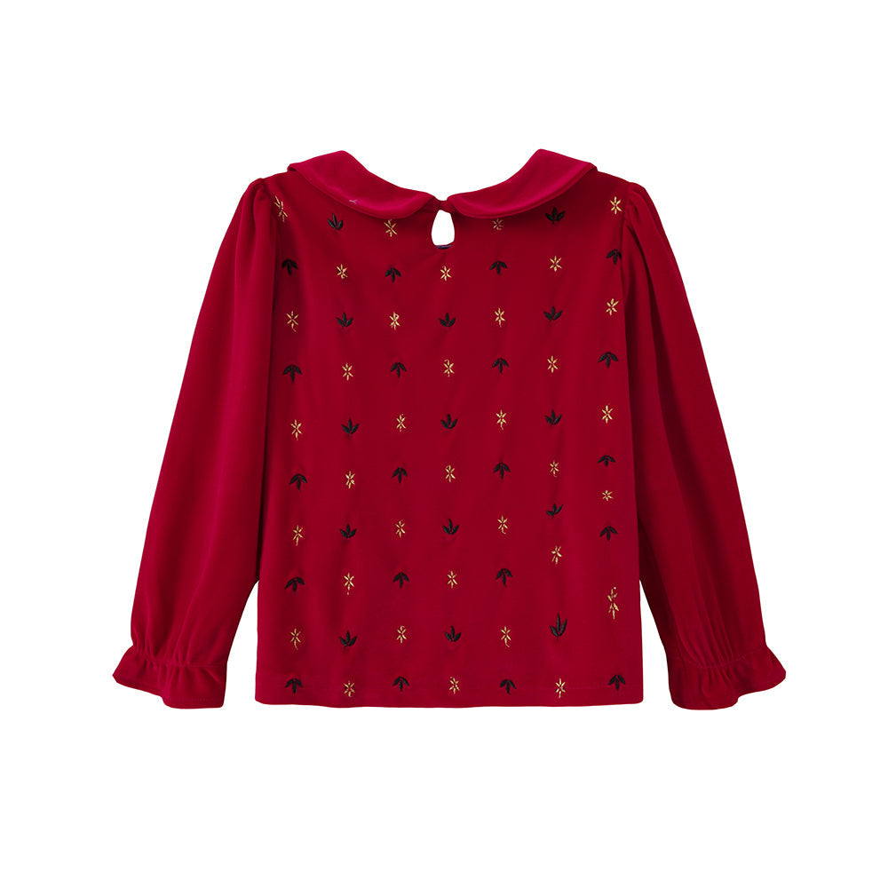 Vauva FW23-女孩刺繡燈芯絨上衣