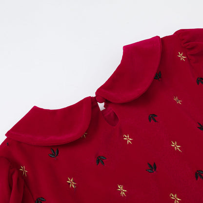 Vauva FW23-女孩刺繡燈芯絨上衣