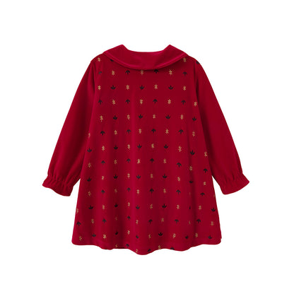 Vauva FW23-女孩燈芯絨長袖連衣裙