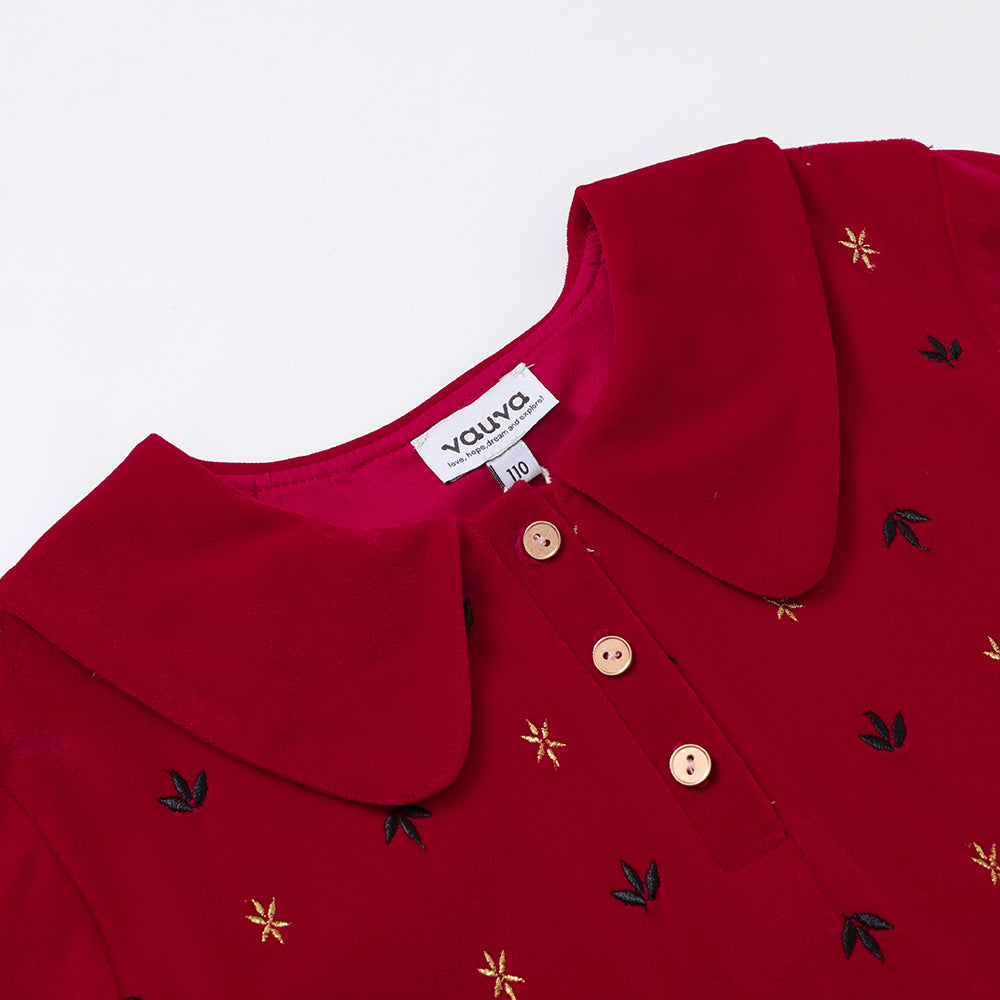 Vauva FW23-女孩燈芯絨長袖連衣裙
