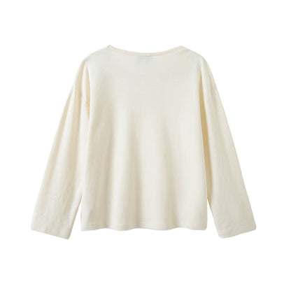 Vauva FW23-女孩棉花長袖Crewneck T卹（白色）