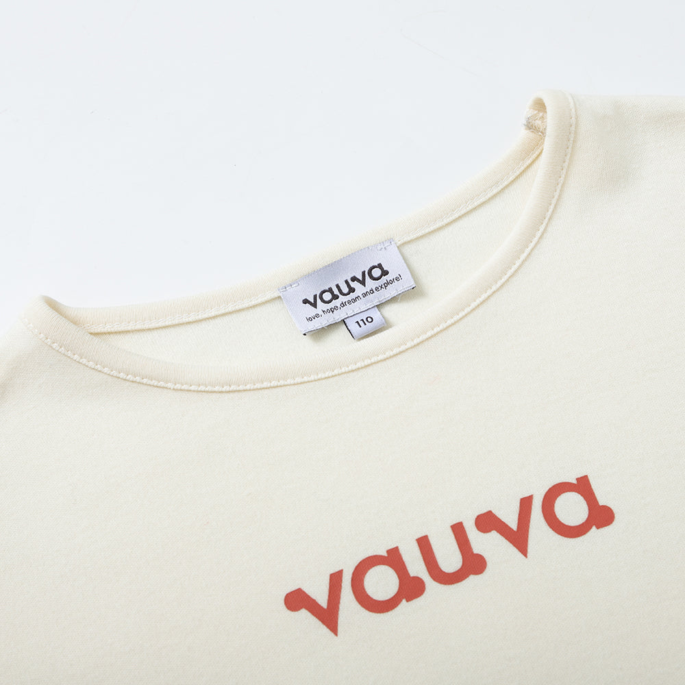Vauva FW23-女孩棉花長袖Crewneck T卹（白色）