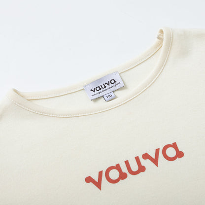 Vauva FW23-女孩棉花長袖Crewneck T卹（白色）