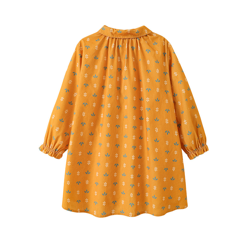 Vauva FW23 - 女童印花泡泡袖洋裝 (黃色)