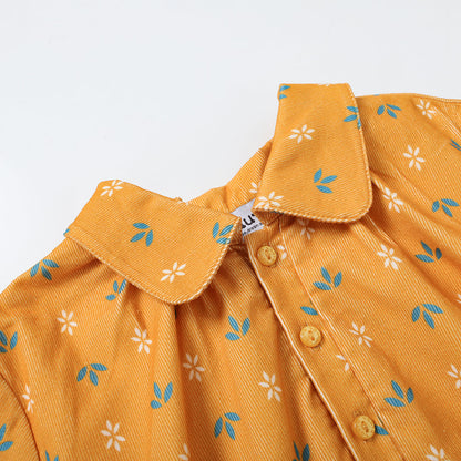 Vauva FW23 - 女童印花泡泡袖洋裝 (黃色)