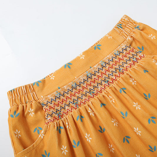 Girls Printed Elastic Waist A-Line Skirt