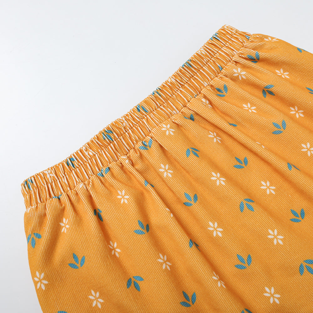 Vauva FW23-女孩印刷的彈性腰部A線裙（黃色）