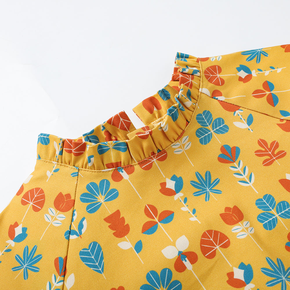 Girls Fungus Collar Printed Dress