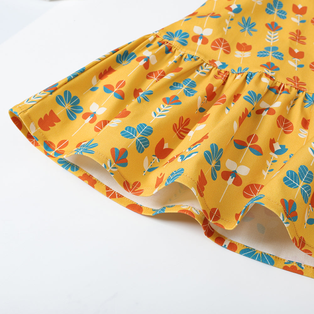 Girls Fungus Collar Printed Dress