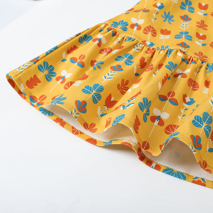 Girls Fungus Collar Printed Dress