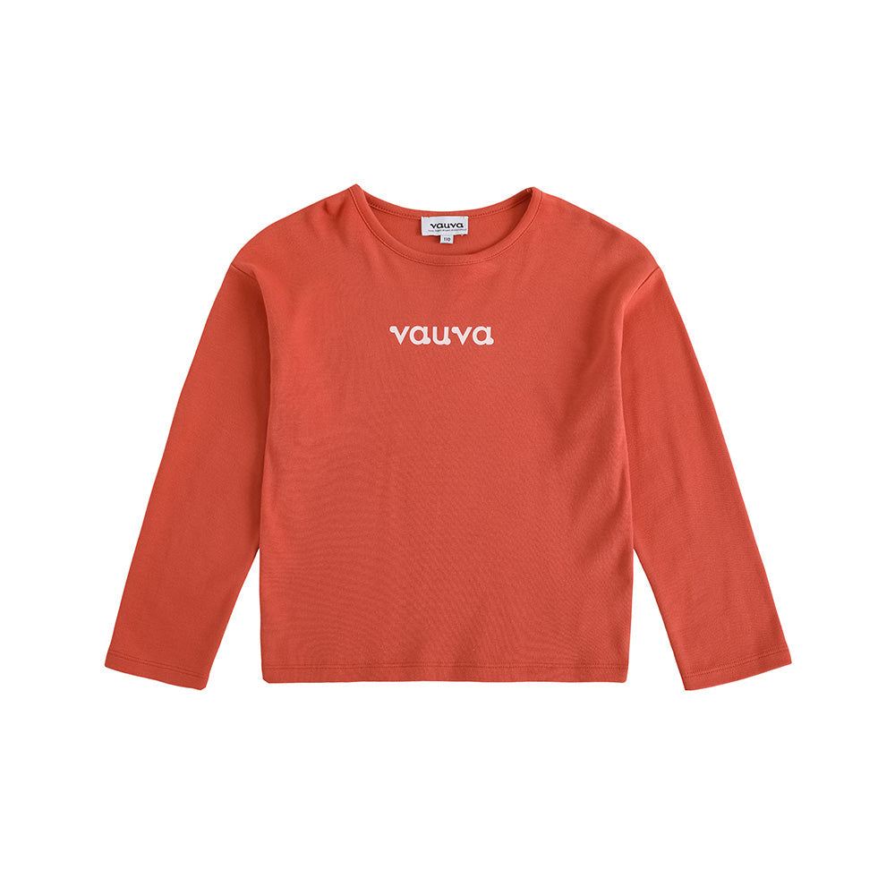 Vauva FW23-女孩棉花長袖Crewneck T卹（紅色）