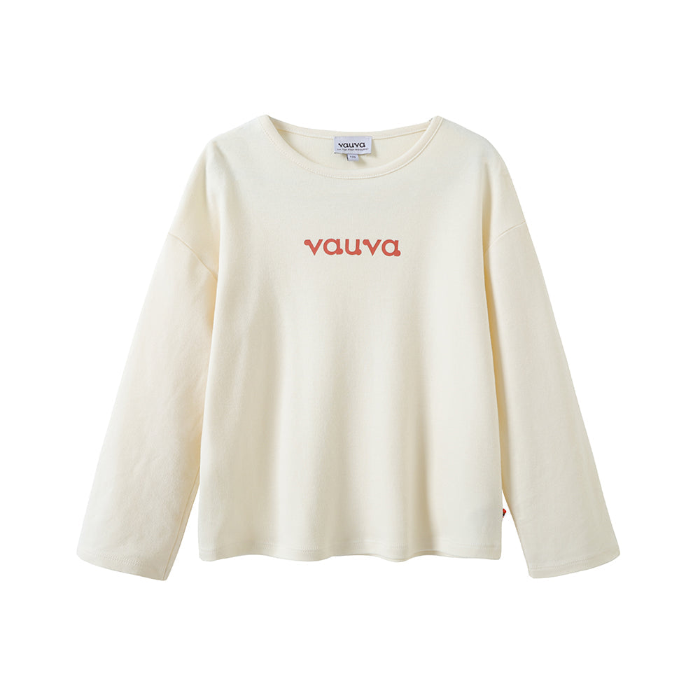 Vauva FW23-女孩棉花長袖Crewneck T卹（白色）