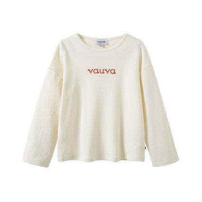 Vauva FW23-女孩棉花長袖Crewneck T卹（白色）