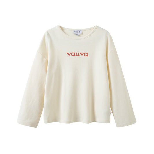 Vauva FW23 - Girls Cotton Long Sleeve Crewneck T-Shirt (Off White)