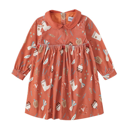 Baby Girls Happy Farm Doll Collar Dress
