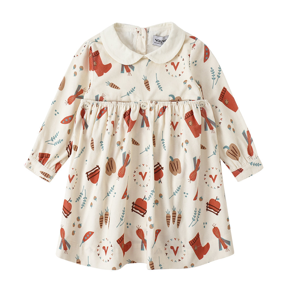 Baby Girls Happy Farm Doll Collar Dress