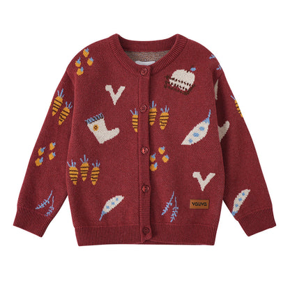 Baby Girls Farm Jacquard Cotton Cashmere Jacket