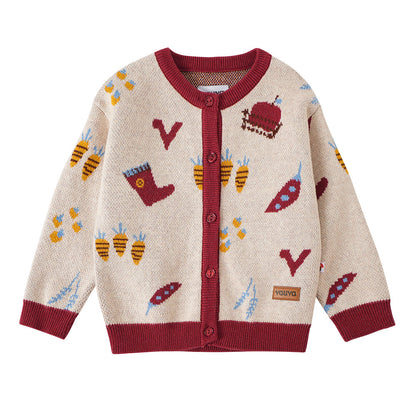 Baby Girls Farm Jacquard Cotton Cashmere Jacket