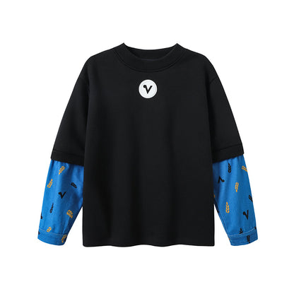 Boys Simple Color Block Sweatshirt