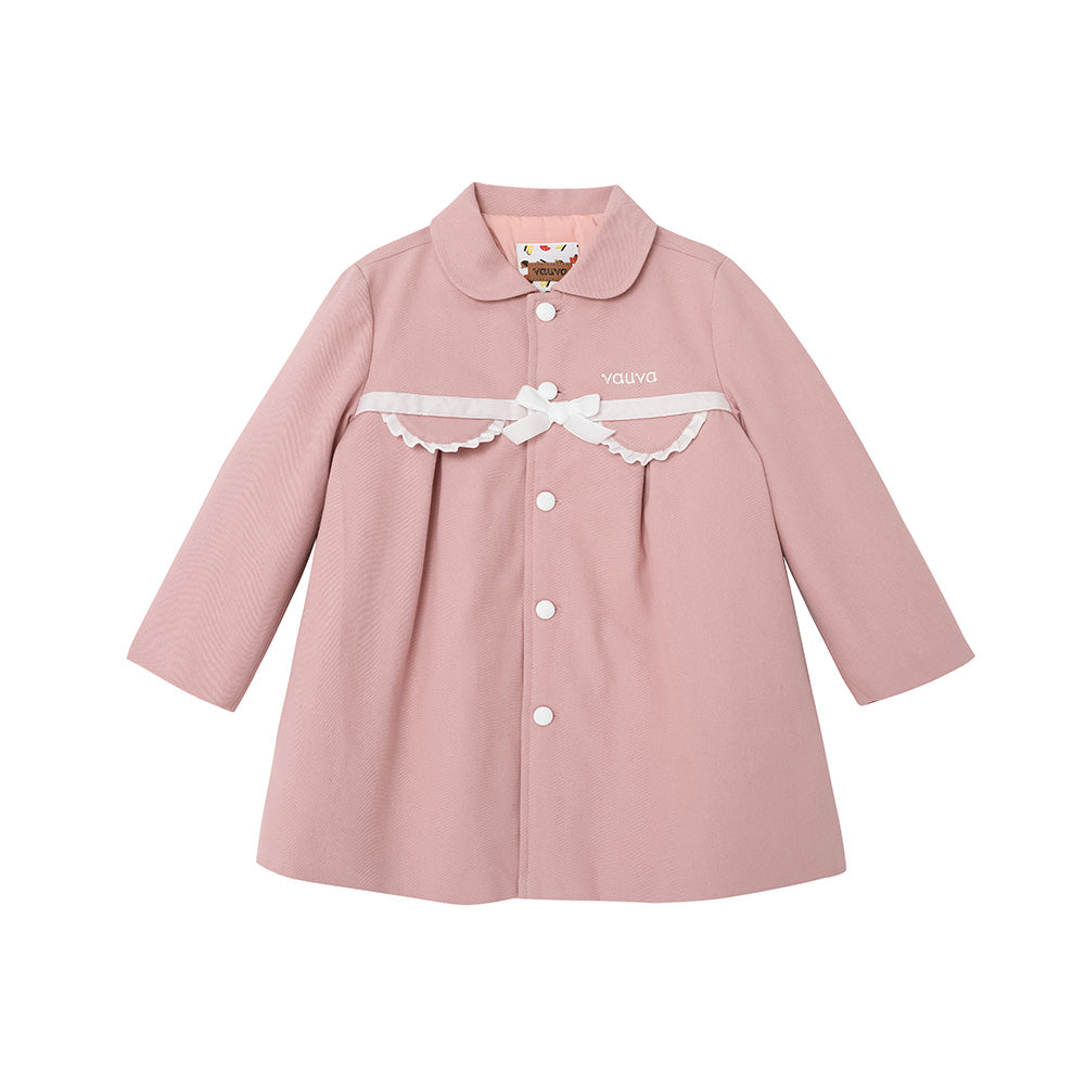 Vauva FW23-女孩刺繡徽標縫外套（粉紅色）