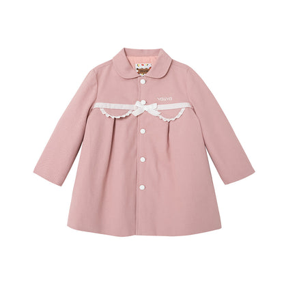 Vauva FW23-女孩刺繡徽標縫外套（粉紅色）