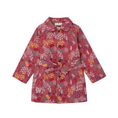 Vauva FW23 - 女童印花腰繫帶風衣外套（紅色）