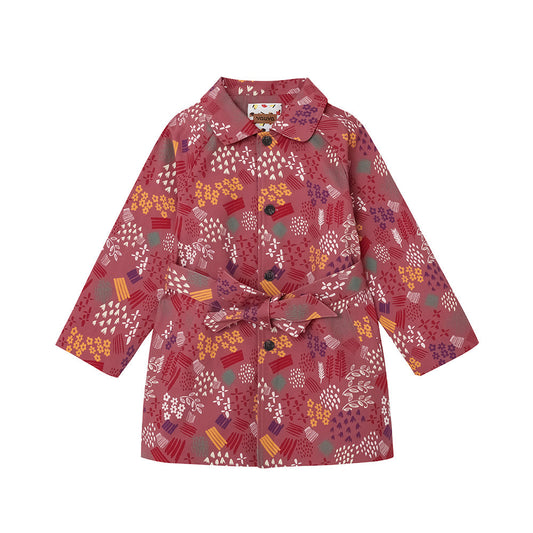 Girls Printed Waist Strapped Windbreaker Jacket