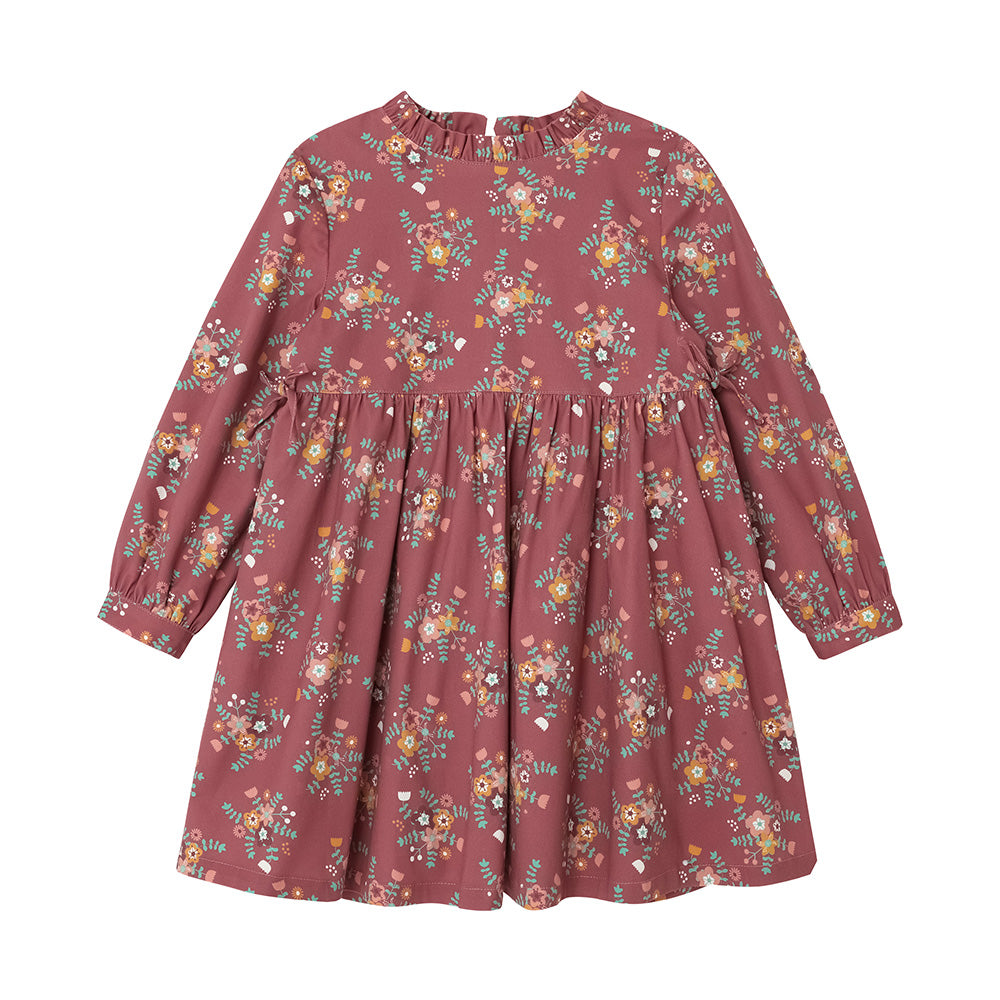 Vauva FW23-女孩紅色碎花連身裙