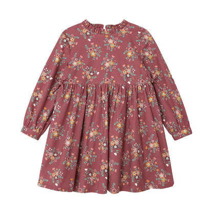 Vauva FW23-女孩紅色碎花連身裙