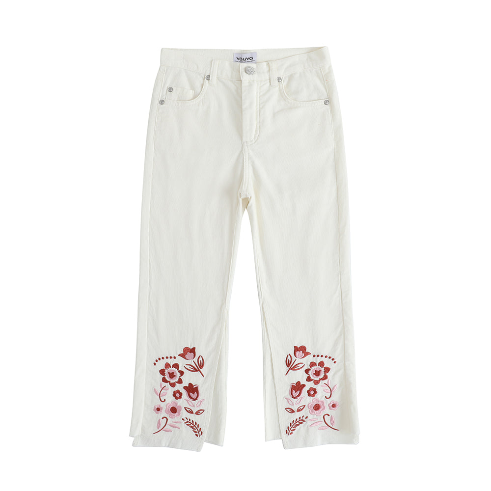 Girls Embroidered Flared Pants